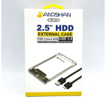 باکس هارد دیسک ۲.۵ اینچی Andshan مدل شیشه‌ای USB 3.0